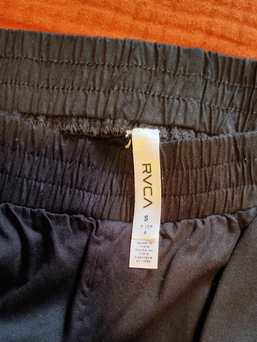 RVCA Black Elastic Waist Pull-On Pants